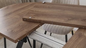 Mazzoni ALMO Hnedý dub / čierne nohy - OVÁLNY ROZKLADACÍ STÔL 140-240 cm PRE 10-12 OSÔB