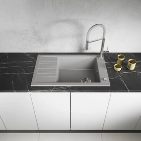 Laveo Pionier, 1-komorový granitový drez 780x500x207 s krátkym odkvapávačom, šedá, LAV-SBR_513T