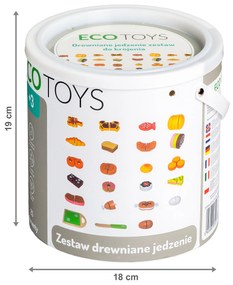 Drevené jedlo na krájanie 23 ks – set ECOTOYS