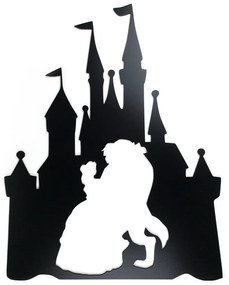 Veselá Stena Drevená nástenná čierna dekorácia Kráska a zviera na Zámku