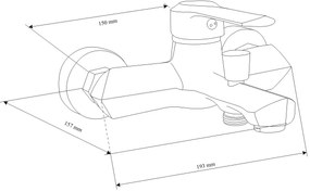 Mexen Sabre R62 vaňová batéria so sprchovým setom, chróm - 7213R62-00