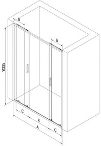 Mexen Exo, 2-krídlové posuvné 130x200 cm, 6mm číre sklo, čierny profil, 8152-130-000-70-00
