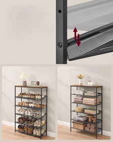 Topánkovník Vasagle Melas 114 cm čierny/hnedý