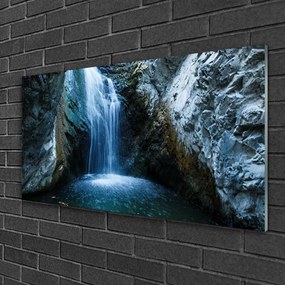 Obraz na skle Vodopád príroda 125x50 cm