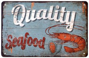 Vintage dekoračná tabuľka "Quality seafood", plech, 20x30