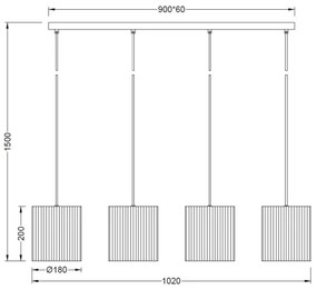 Brilagi - Luster na lane NORDIC WAVE 4xE27/15W/230V ľan/čierna