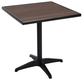 Záhradný stôl HWC-J95, hliník vzhľad dreva - čierna, tmavo hnedá