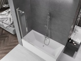 Mexen Velar L, 2-krídlová posuvná vaňová zástena 75 x 150 cm, 8mm číre sklo, brúsená oceľ, 896-075-003-01-97