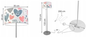 Detská stojacia lampa Heart, 1x biele textilné tienidlo so vzororm, (výber z 2 farieb konštrukcie), o, p