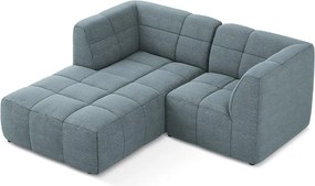 Modrá rohová pohovka z textílie buklé (ľavý roh/s leňoškou) Aloha – Makamii