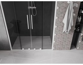 Mexen Velar Duo, posuvné sprchové dvere do otvoru 150 cm, 8mm šedé sklo, biela matná, 871-150-000-42-20
