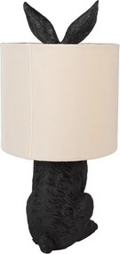 Čierna stolná lampa králik s bielym tienidlom Rabbi - Ø 20*43 cm