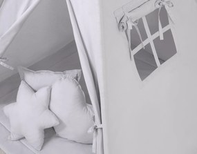 Bobono Stan Teepee pre deti + ozdobné perie - sivé