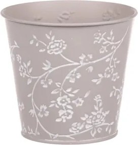 Obal na kvetináč šedý s bielymi ružami, 14 cm%