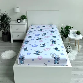 Napínacia bavlnená detská plachta na jednolôžko 90x200 cm Lilo and Stitch – Jerry Fabrics