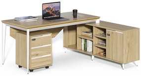 Kancelársky stôl s kontajnerom a komodou Houseland Profit Home 01 dub/biela