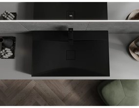 Mexen Poli, umývadlo na dosku z konglomerátu 1/O 80 x 48 cm, čierna matná, 23028071