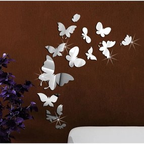 Sada 28 zrkadlových samolepiek Ambiance Butterfly