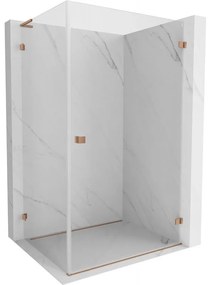 Mexen Lunar-B L pravý výklopný sprchový kút 95 x 80 cm, číre sklo, medená matná, 832L-095-080-65-00-P