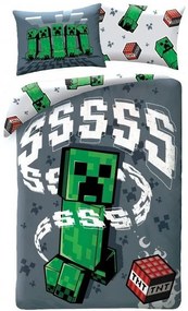 HALANTEX Obliečky Minecraft Creeper Grey  Bavlna, 140/200, 70/90 cm