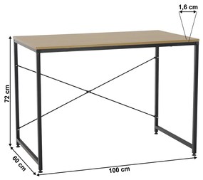 Písací stôl Mellora 100 - dub / čierna