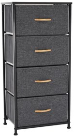 Komoda PALMERA s látkovými zásuvkami, čierna