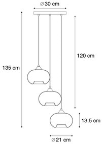 Inteligentné závesné svietidlo čierne s dymovým sklom vrátane 3 Wifi P45 - Busa
