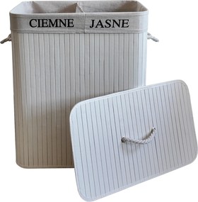 TRENDIE Bambusový kôš na prádlo 100l biely + DARČEK