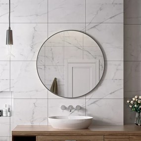 Erga Round, okrúhle zrkadlo 90cm, čierny rám, ERG-V01-ROUND-9090-BK