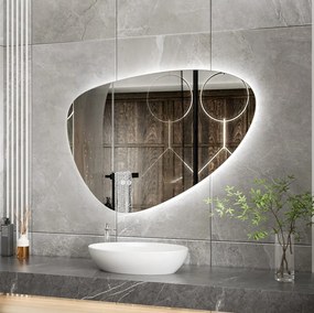 Erga Amelia, asymetrické LED zrkadlo 100x70 cm, 3630 lm, 3 farby svetla, zadné osvetlenie, ERG-V01-407-1070-00