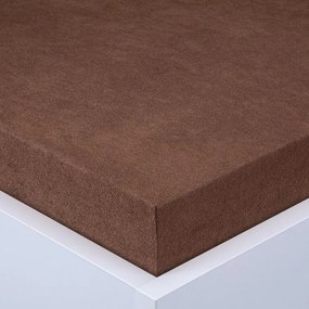Napínacia plachta na posteľ froté EXCLUSIVE tmavo hnedá 180 x 200 cm