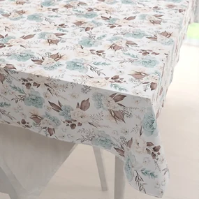 Biante Bavlnený obdĺžnikový obrus Sandra SA-451 Žlto-hnedo-mintové ruže na bielom 80x120 cm