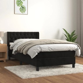 Posteľný rám boxspring s matracom čierny 90x190 cm zamat 3131113