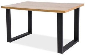 Jedálenský stôl 150 cm Una (dub + čierna) (pre 4 až 6 osôb). Vlastná spoľahlivá doprava až k Vám domov. 1050931