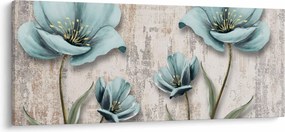 Obraz - Kvety na textúre (120x50 cm)