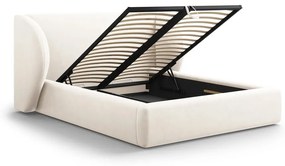 Béžová čalúnená dvojlôžková posteľ s úložným priestorom s roštom 180x200 cm Miley – Micadoni Home