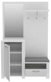 Predsieňová stena so zrkadlom HIRO biela/šedá