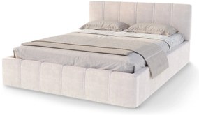 Čalúnená manželská posteľ s úložným priestorom Fiona 160x200 - krémová