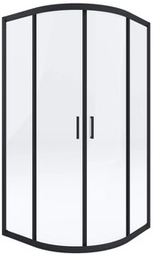 Deante Funkia sprchovací kút 80x80 cm polkruhová čierna matné/priehľadné sklo KYP_N52K