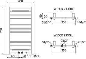Mexen Mars, elektrické vykurovacie teleso 700 x 400 mm, 300 W, antracitová, W110-0700-400-2300-66