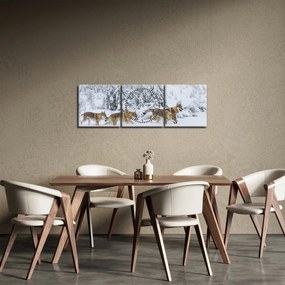 Obraz - Vlci v horách (s hodinami) (90x30 cm)