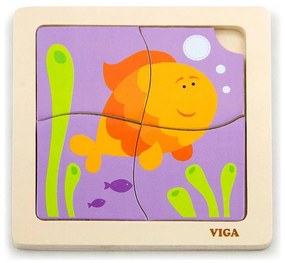 Drevené puzzle pre najmenších 4 ks Rybka