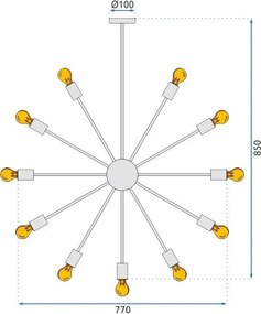 Toolight - Závesné stropné svietidlo 18xE27 APP259-18C, čierna, OSW-00644