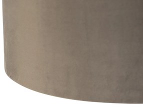 Závesné svietidlo čierne s tienidlami z taupe zamatu so zlatom 35 cm 2-svetlo - Blitz