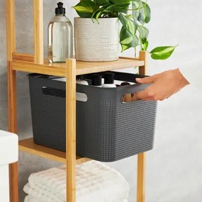 Úložný box s rúčkami BRISEN 16l, 36x26,2x21cm, čierny S vekom / Bez veka: Bez veka