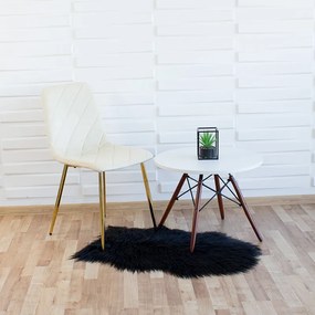 Dekorstudio Zamatová jedálenská stolička KARO krémová - zlaté nohy chrom