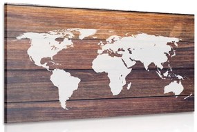 Obraz mapa sveta s dreveným pozadím - 60x40