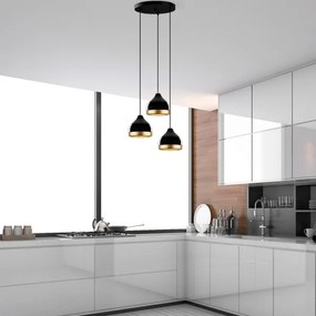 Závesný luster na lanku YILDO 3xE27/40W/230V čierna/zlatá