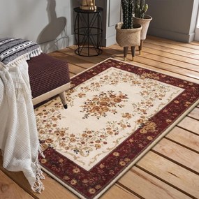 Červený kvetinový koberec vo vintage štýle do obývačky Šírka: 200 cm | Dĺžka: 290 cm
