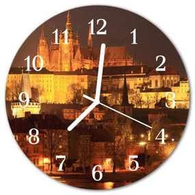 Nástenné sklenené hodiny Praha fi 30 cm
